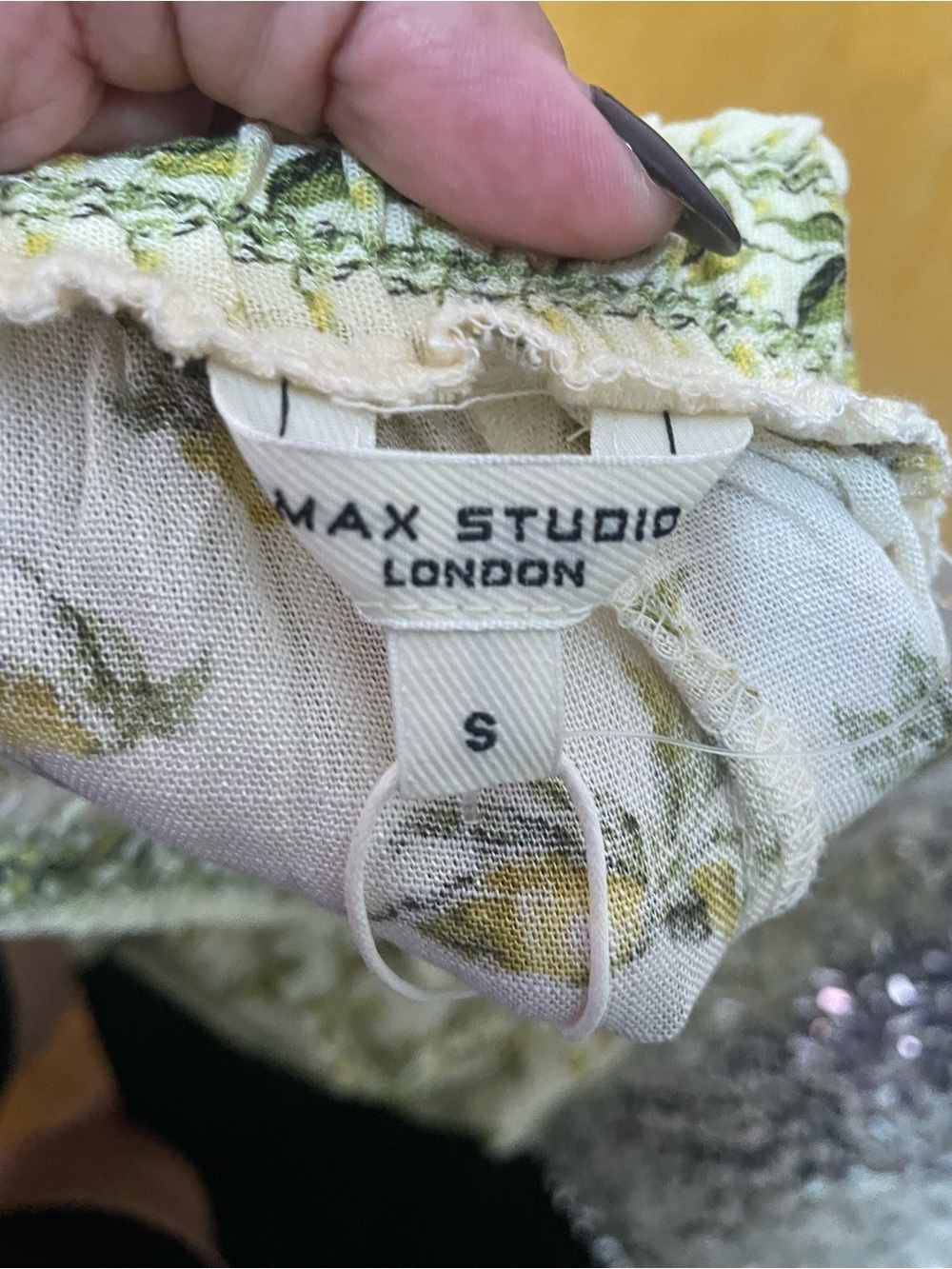 Max Studio Cream Midi Skirt with Green Floral Print - Picture 2 of 13